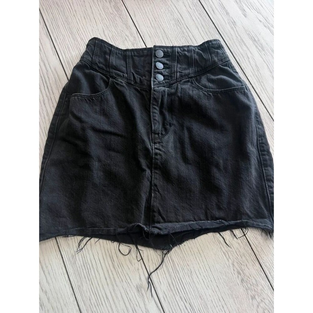 Hollister ultra high-rise black denim skirt Size 1 Women's Distressed